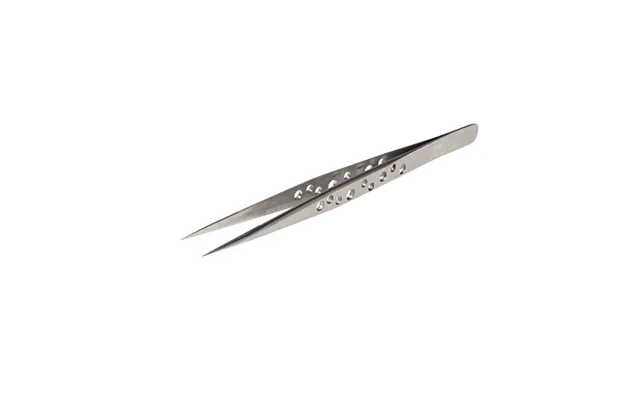 Ss-sa Sr Antiskid Straight Sharp Tip Tweezers - Silver