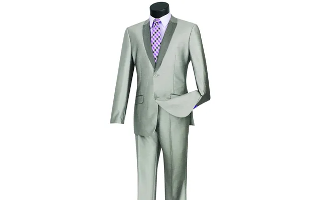 Mens 2 Button Shawl Peak Hybrid Sharkskin Tuxedo In Grey