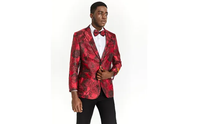 Mens Red Paisley Floral Prom Tuxedo Dinner Jacket