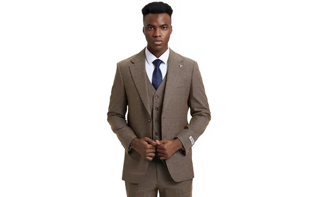 Men's Stacy Adams Modern Fit Vested Suit In Taupe Micro Check Plaid
