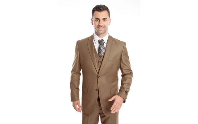 Men's Vested Two Button Solid Color Wedding & Business Suit In Dark Taupe product image
