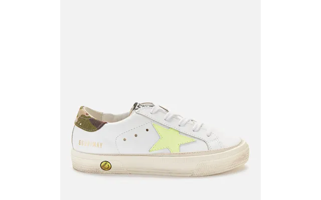 Golden Goose Kids' Leather Upper Star And Heel Trainers - White Fluo Yellow Green Camouflage product image