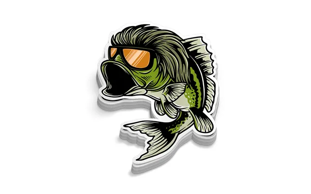 Bass Mullet Hard Hat Decal product image