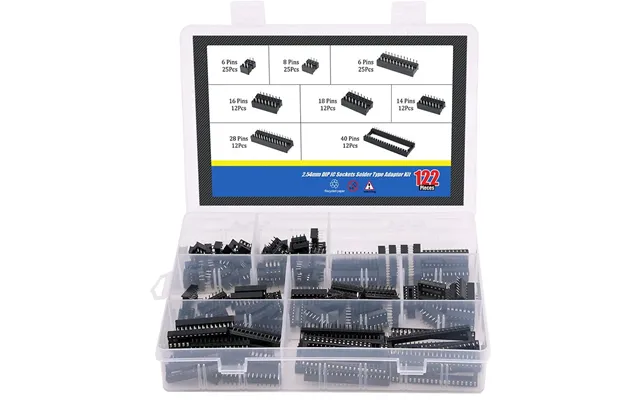 122pcs Ic Socket Assortment Kit 2.54mm Pitch 6-40 Pin Dip Sockets For Pcb Prototyping And Breadboard Projects