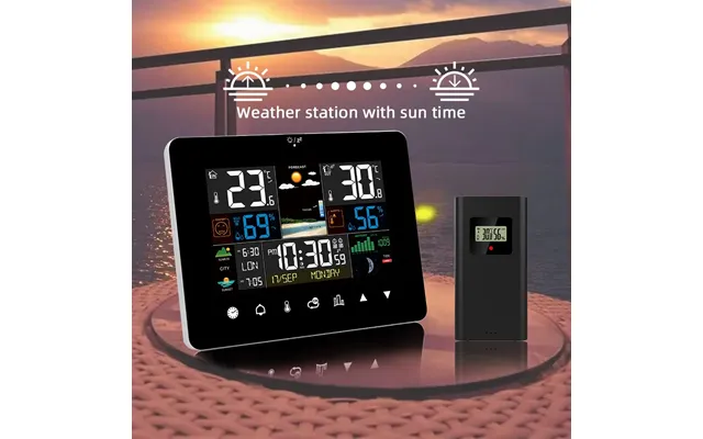 2022 Newest Fanju Weather Station Touch Screen Wireless Indoor Outdoor Thermometer Table Clock With Sunrise And Sunset T