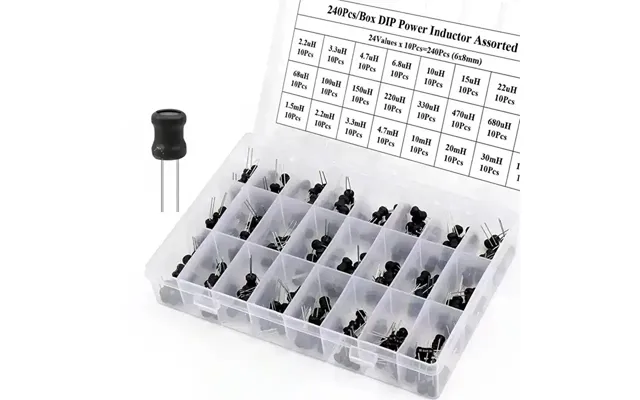 240pcs 24 Types Box Dip Power Inductor Assorted Kit 24values X 10pcs Inductance 6x8mm 2