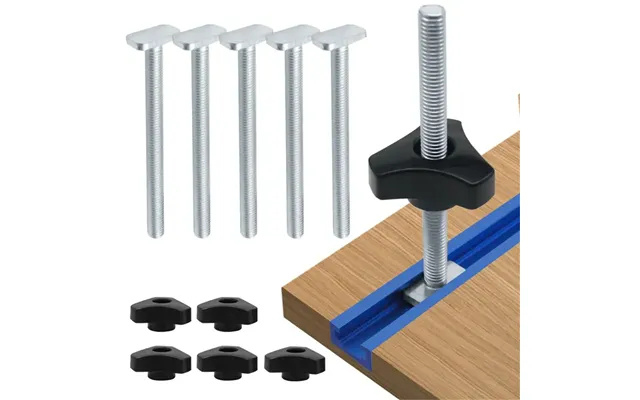 5 Pack T Bolt Knob Kit Miter Track Sliding Nut Woodworking Tool Jigs Screw Fixture For Workbench T-slot Suitable Use Wit