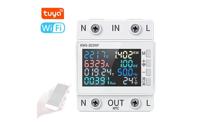 8in1 Power Meter Color Screen 2p Multi-function Ac Energy Meter 170-270v 63a Voltage And Current Meter Standard Rail Mou