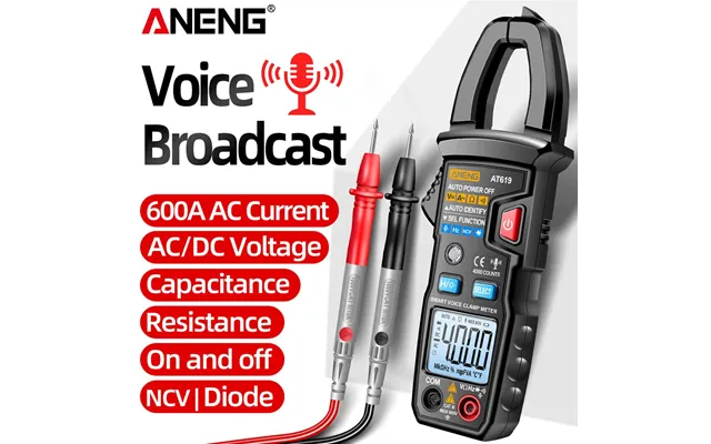 Aneng At619 Digital Voice Broadcast Multimeter Clamp Professional Ac Dc Clamp Meter Ammeter Current Clamp Tester For Ele