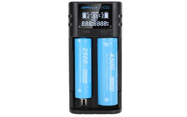 Astrolux Vc02 Intelligent 2-slot Lcd Battery Charger Type-c 2a Quick Charge Mix-charging Of 1