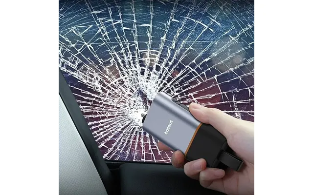 Baseus 3 In 1 Car Safety Hammer U-shaped Emergency Auto Escape Seat Belt Cutter Window Class Break With Sos Led Lamp