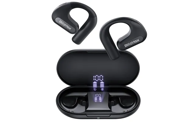 Blitzmax Bm-ct2 Open Ear Headphones Led Power Display 16.2mm Dynamic Drivers Deep Bass 60h Playtime Protable Earphone