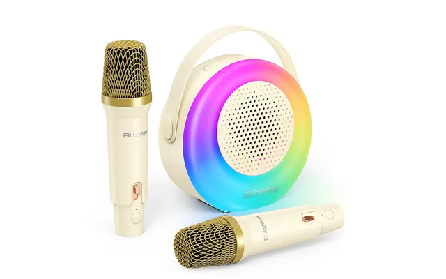 Blitzmax Bm-k10 Kids Karaoke Machine Mini Portable Bluetooth Speaker With 2 Wireless Microphones Rgb Colorful Light Kara