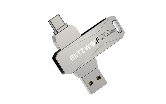 Blitzwolf Bw-upc2 256gb Usb Disk 2 In 1 Type-c Usb3.0 Flash Drive Ultra-fast Transmission 360 Rotation Zinc Alloy 256g