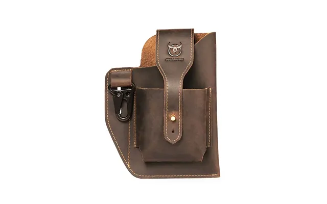 Bullcaptain Genuine Leather Waist Bag For Men Belt Bag Packs 7inch Cell Phone Purse Waist Bag Wear Buckle Retro Belt Pac
