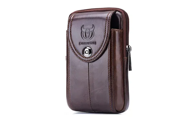 Bullcaptain Genuine Leather Waist Pack Mens Small Fanny Belt Bag Travel Phone Pouch Male Work Leather Waist Bag