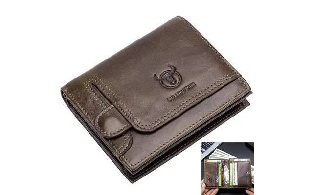 Bullcaptain Genuine Leather Wallet For Men Retro Large Capacity Wallet Rfid Blocking Wallet Multi-card Position Credit C