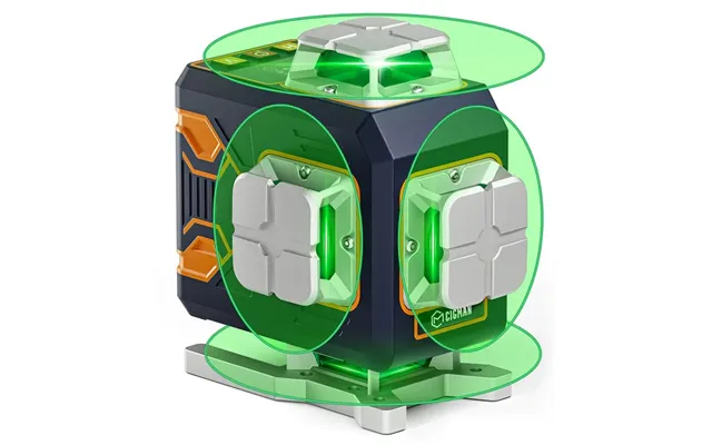 Cigman Cm-s02 4x360 Green Cross Line Laser Level Self-leveling Remote Control 2600mah Li-ion Battery Type-c Charging Ip