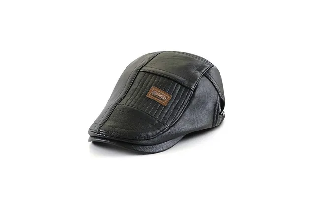 Collrown Beret Mens Adjustable Pu Leather Flat Cap Stitch Newsboy Cap Driving Fishing Cabbie Hat Peaked Cap For Autumn W
