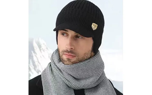 Collrown Men Winter Knitted Hat Outdoor Cycling Ear Protection Warmth Peaked Cap Riding Thick Earmuffs Beanie Hats