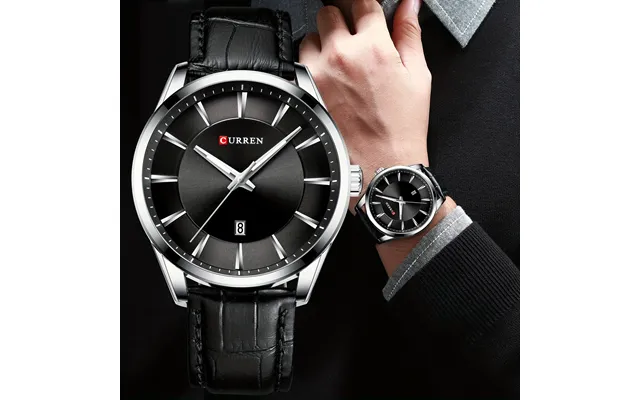 Curren Simple Business Men Quartz Watch Comfortable Leather Strap Waterproof Auto Date Wristwatch