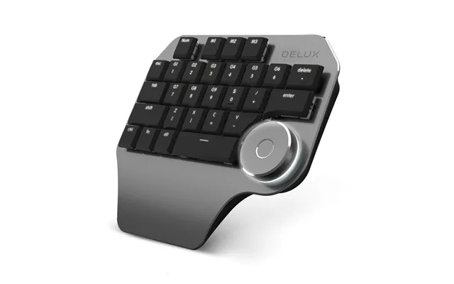 Delux T11 Designer One Handed Mechanical Keyboard 28 Keys With Multi-functional Dial Led Backlit Kailh Switch For Ps Cad