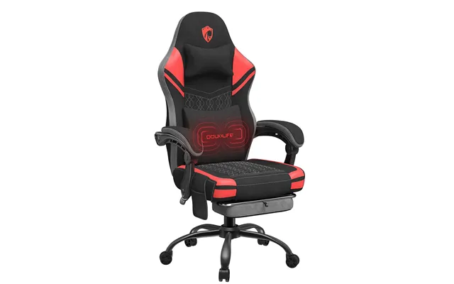 Douxlife Gc-rc05 Fabric Gaming Chair Massage With Pocket Spring Widened Cushion High Back Ergonomic Footrest Lumbar Supp