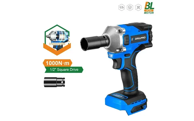 Drillpro 1000n.m High-torque Brushless Electric Cordless Wrench Adjustable 3 Gears With Led Work Light High Impact Cordl