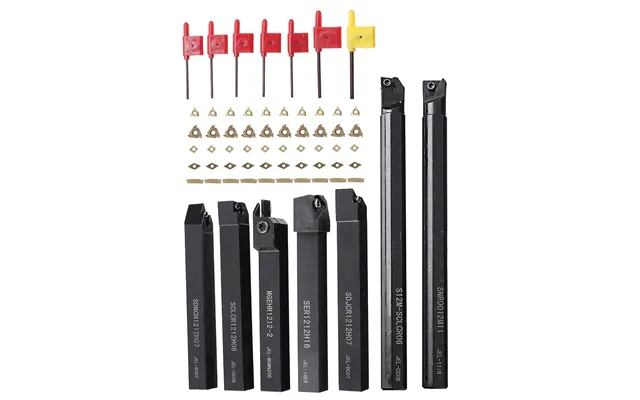 Drillpro Ct-12 50pcs Carbide Inserts With 7pcs 12mm Shank Lathe Turning Tool Holder Dcmt070204 Ccmt060204 Mgmn200