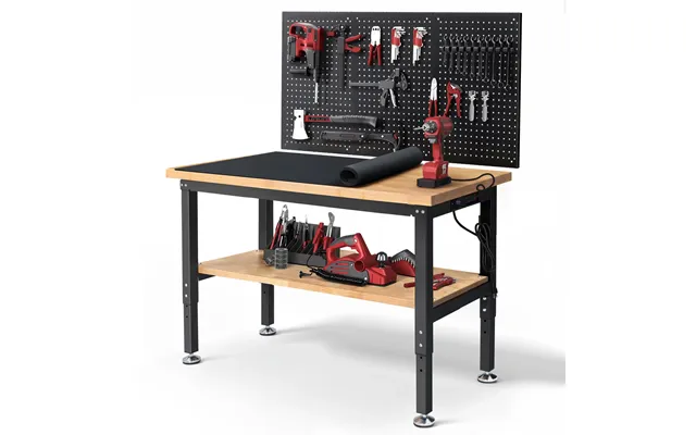 Enjoywood Wb0101-plus 48 Inch Workbench With Pegboard & Rubber Pad Adjustable Height 2000 Lbs Load Capacity Power