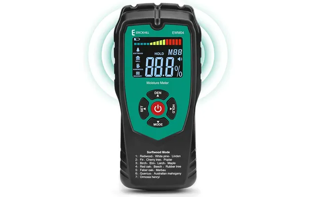 Erickhill Ewm04 Wood Moisture Meter Non-invasive Measurement With Humidity Alert Four Testing Modes Wide Measuring Range
