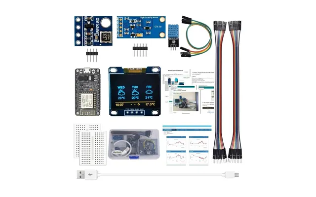 Esp8266 Weather Station Kit Oled Display Weather Station Atmosphetic Pressure Light Sensor Breadboards Electronics Compo