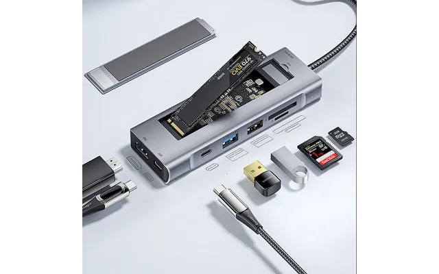 Essager 8-in-1 Docking Station With Disk Storage Usb 2.0 Usb 3