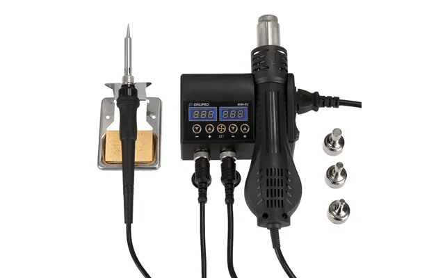 Eu Direct Drillpro 2 In 1 750w 220v Soldering Station With Hot Air Heater And Iron Dual Lcd Digital Display Compact Des