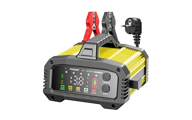 Foxsur Portable 12v 25a 24v 15a Battery Charger High Power Large Screen Color Display For Lead-acid Lithium Iron Batteri