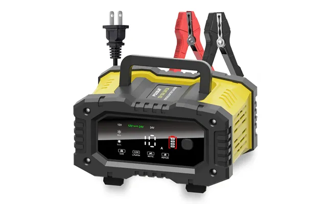 Foxur 12v 24v 7 Charge Stages Portable Car Motorcycle Battery Charger For Calcium Gel Agm Wet Lifepo4 Lead Acid Battery