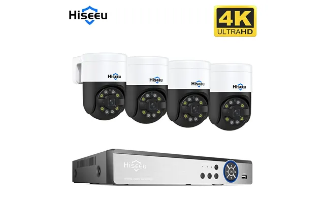 Hiseeu 16ch Nvr 4mp 8mp Poe Ptz Surveillance Camera System Color Night Vision Two-way Audio Human Detection Outdoor Ip C