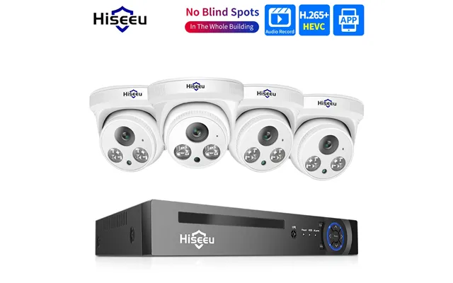 Hiseeu 3mp 5mp Dome Cctv Surveillance Security External Ip Poe Camera System Kit Set Outdoors Home Monitoring Camcorder