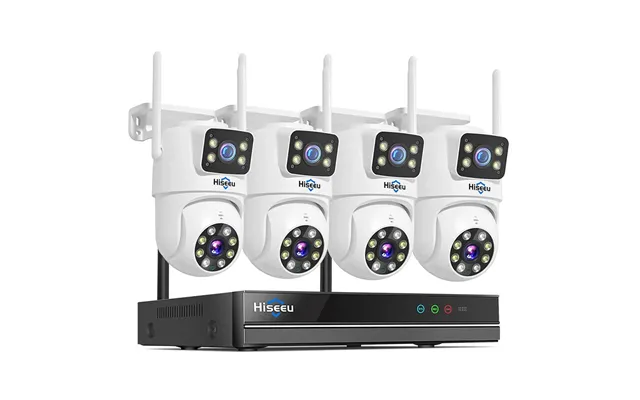 Hiseeu Wk-4hs03 3k 6mp 5x Digital Zoom Dual Lens Wifi Camera With 10ch Nvr Security Camera System Kit Full Color Night V