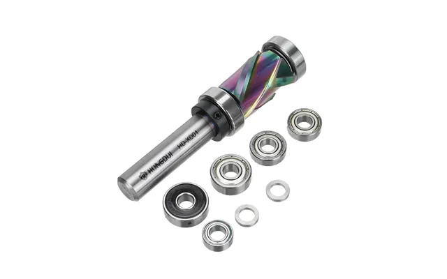 Hongdui Flush Trim Router Bit 1 2 Inch Shank 7 8 Inch Cutting Diameter Compression Spiral Top & Bottom Bearing Spiral Ro