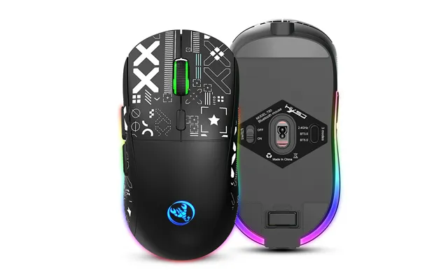 Hxsj T90 2.4g Triple Mode Wireless Mouse 800-3600dpi Adjustable Rgb Backlight 750mah Type-c Rechargeable Gamer Mouse