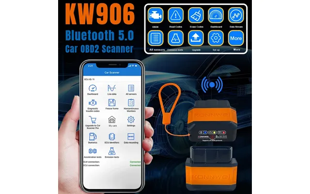 Konnwei Kw906 Obd2 Elm327 V1.5 Pic18f25k80 Obd 2 Bluetooth 5