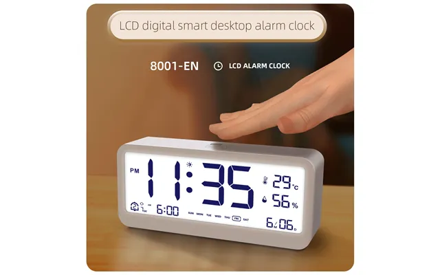 Lcd Smart Digital Alarm Clock With Large Display Thermometer Hygrometer Anti-slip Bottom With Night Light Battery Operat