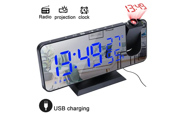 Led Mirror Alarm Clock Big Screen Temperature And Humidity Display With Radio And Time Projection Function Electronic Cl