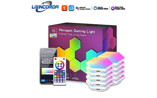 Lixincorda Smart Rgbic Hexagonal Led Light Panels Music Sync App Remote Voice Control With Alexa Google