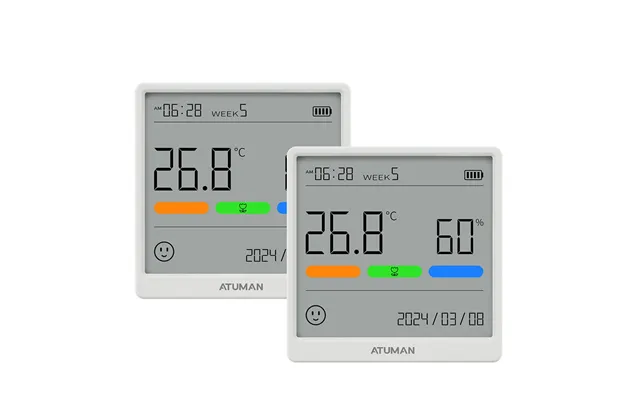 New 1 2pcs Atuman Thse Temperature And Humidity Meter With Ultra-sensitive Sensors Type-c Rechargeable Wide Range Monito