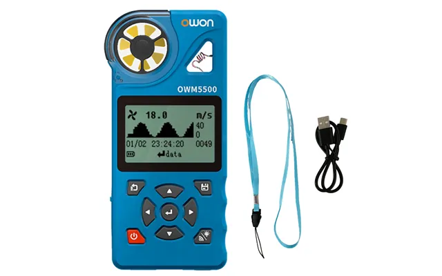 Owon Owm5500 Smart Anemometer 7 Types Of Measurements 8000 Sets Data Storage Usb Type-c Rechargeable Lithium Battery Ene