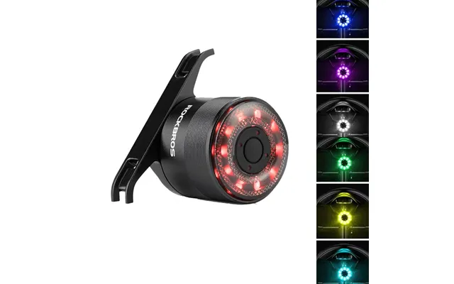 Rockbros Q1 Bike Taillight 300mah Battery 5 Lighting Modes Ipx5 Waterproof Type-c Rechargeable Colorful Lamp Bicycle Rea