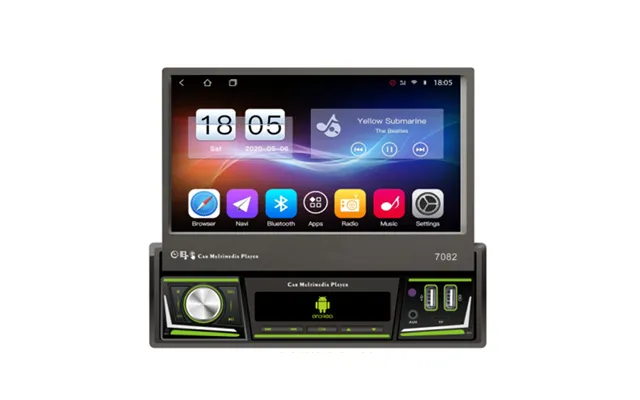 Yuehoo Retractable Car Mp5 Multimedia Player 1 Din 7 Inch Touchscreen Ips Display Android Wireless Carplay Bluetooth Gps