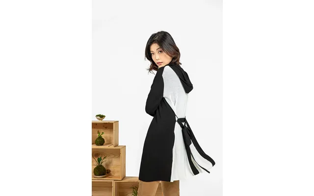Hooded Wrap Cardigan - Black & White Size M